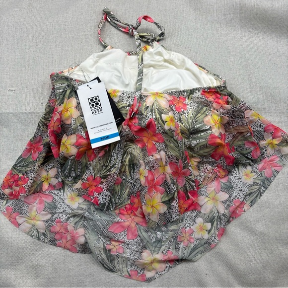 Coco Reef Women Underwire Tankini Top Monaco Aura Mesh Ruffle Cropped Size 36DD - Picture 7 of 9